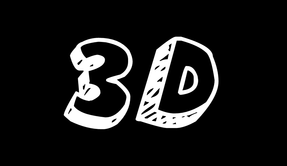 3D Hand Drawns font big