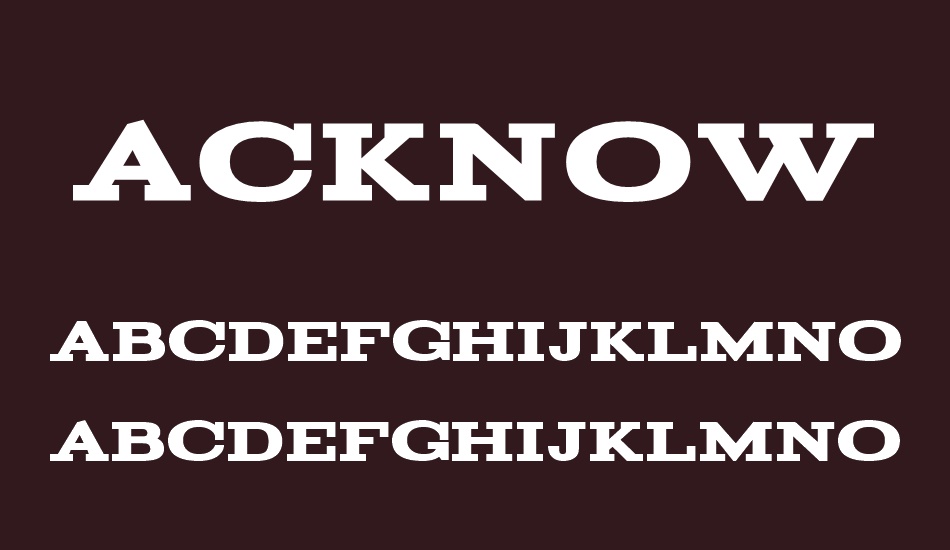 Acknowledgement font