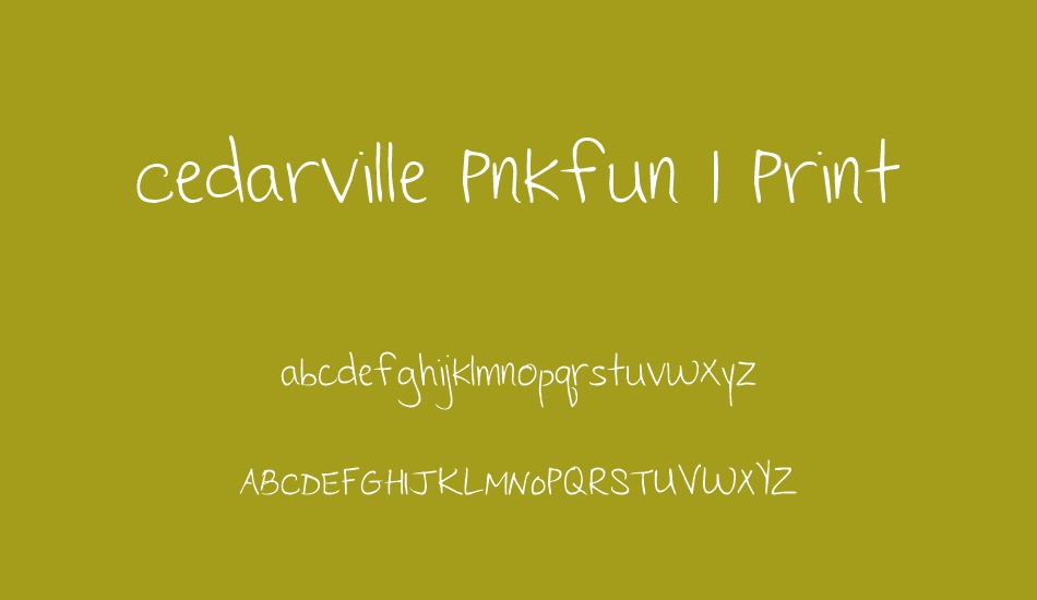 Cedarville Pnkfun 1 Print font