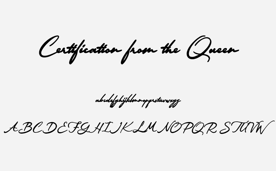 Certification from the Queen font