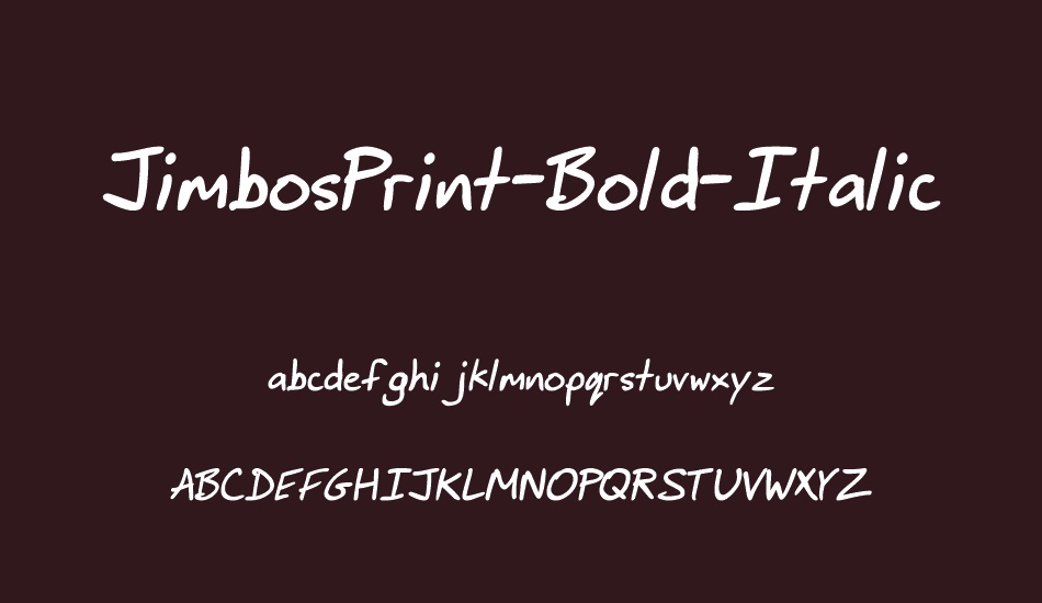 JimbosPrint-Bold-Italic font