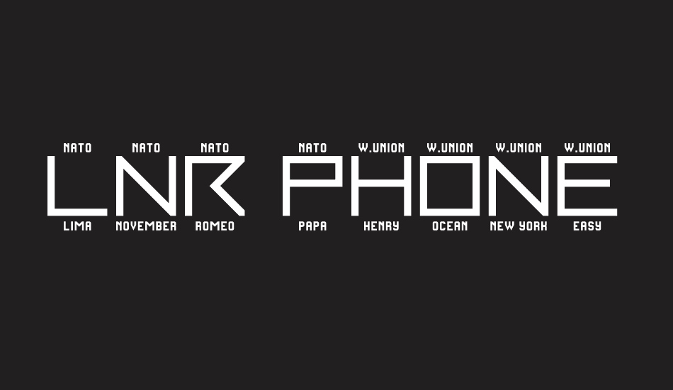 LNR Phonetic Alphabet font big